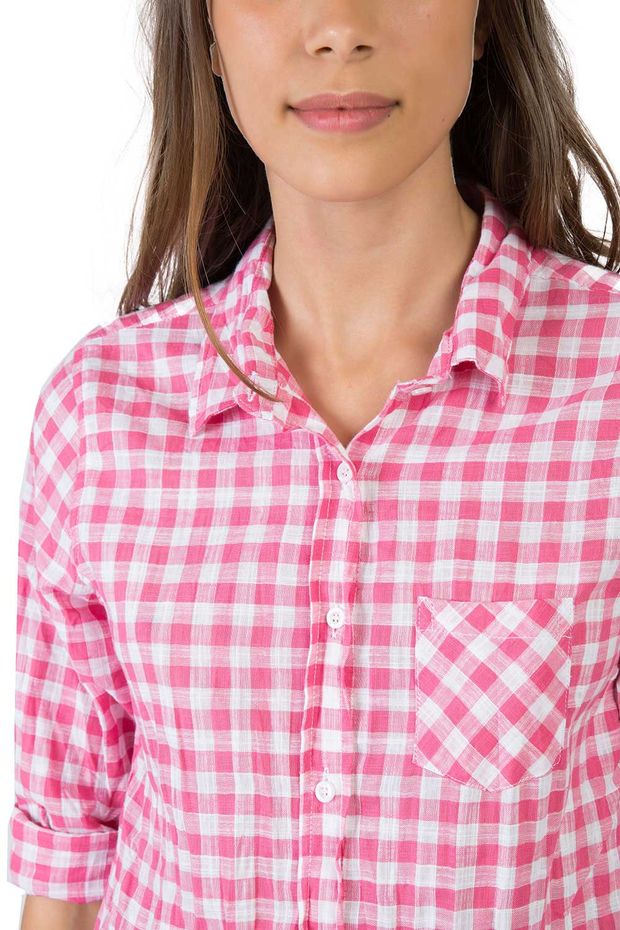 camisa feminina xadrez rosa