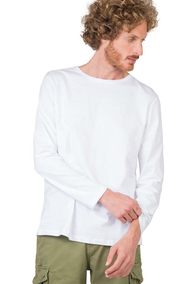 T-Shirt De Manga Longa Sem Costura Branco BRANCO/G