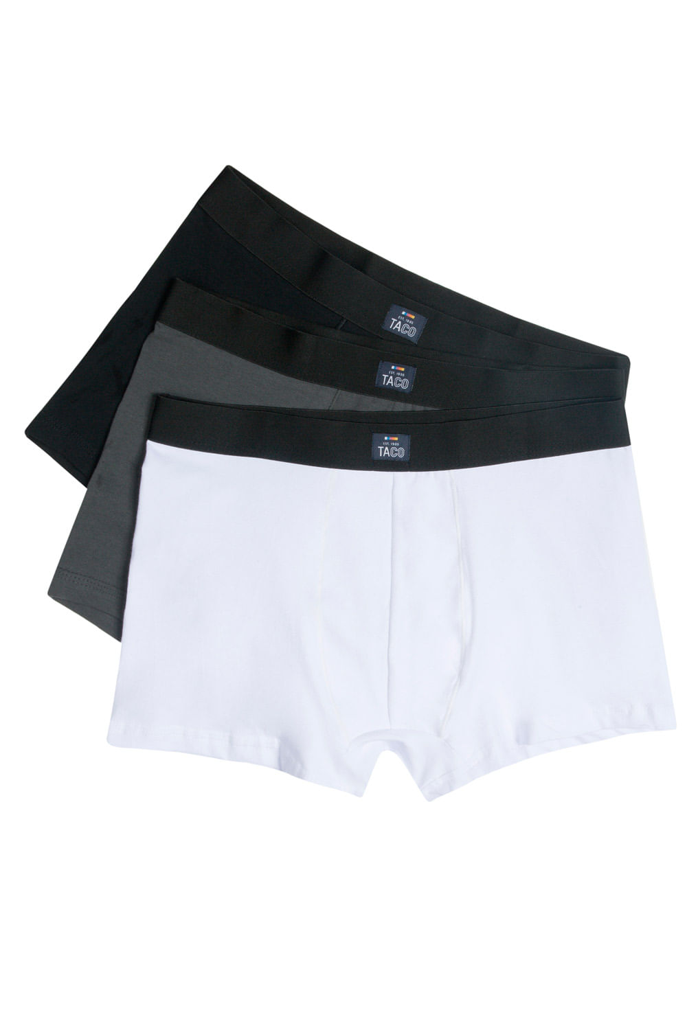 Kit De Cueca Boxer Preto/Grafite/Branco