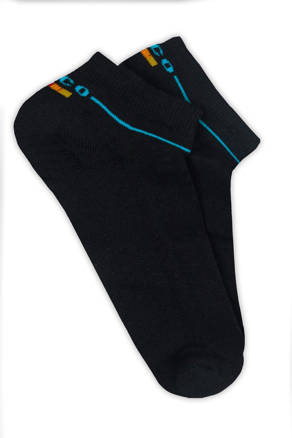 Meia Cano Curto Preta/Azul