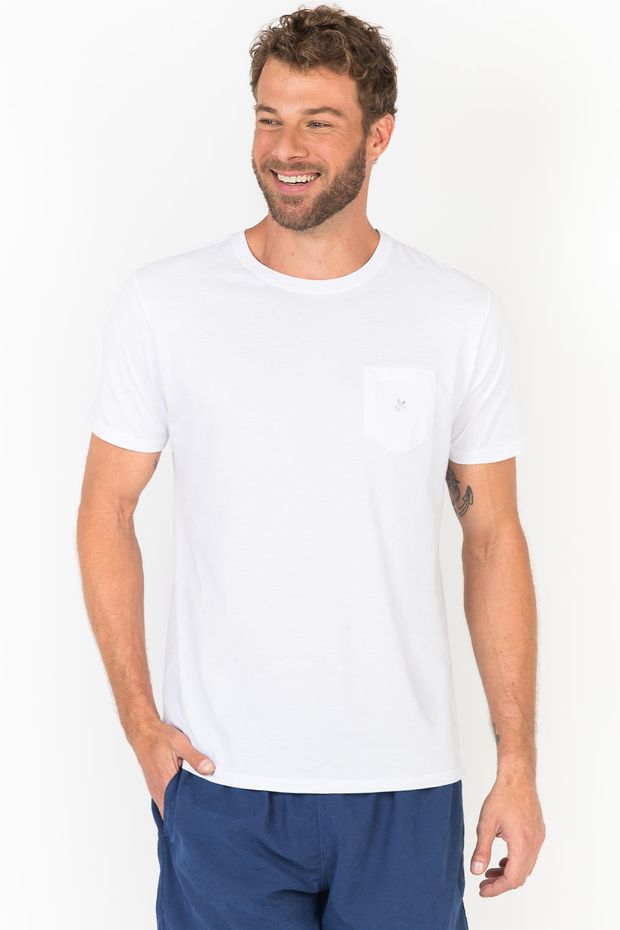 T-Shirt Básica Premium Pima Touch Com Bolso Branca BRANCA/M
