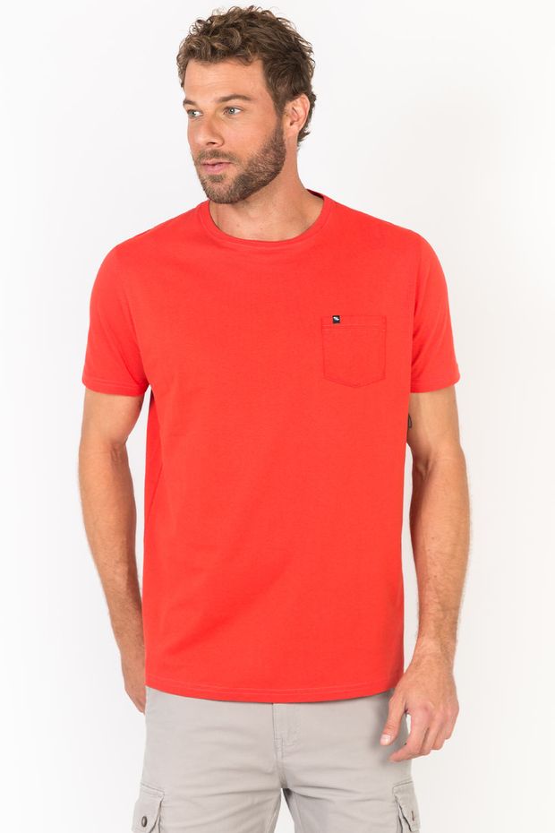 T-Shirt Básica Comfort Com Bolso Vermelha VERMELHA/G