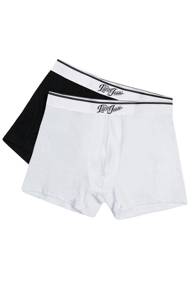 Kit De Cueca Boxer Preta/Branco PRETA/BRAnCO/P