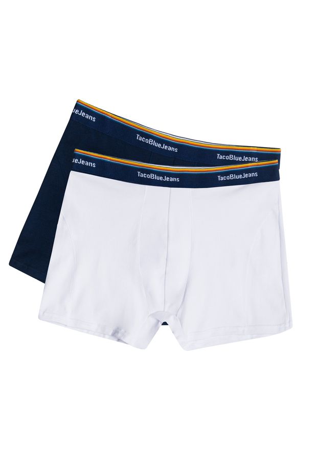 Kit De Cueca Boxer Azul Marinho/Branco AZUL MARINHO/BRANCO/P