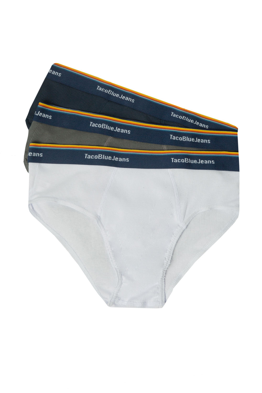 Kit De Cueca Slip Azul Marinho/Grafite/Branco