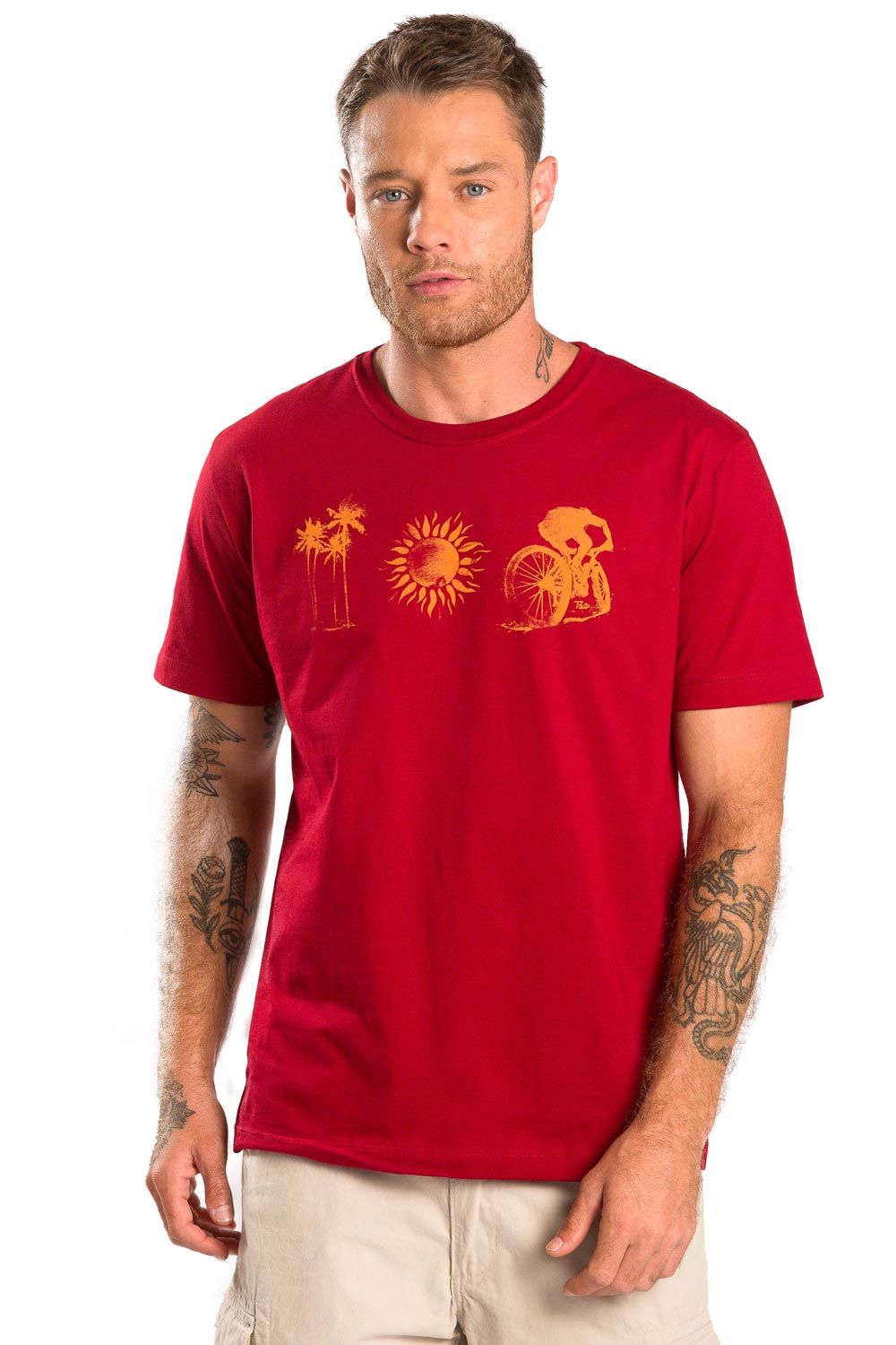 T-Shirt Estampada Summer Pins Vermelho Escuro