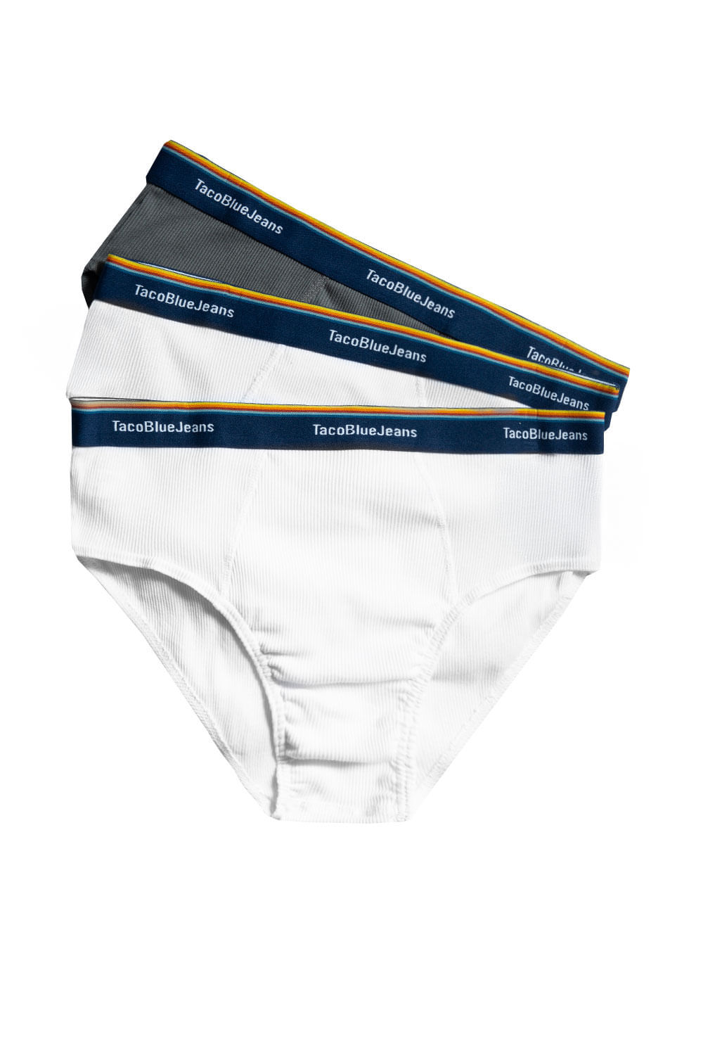 Kit De Cueca Slip Branco/Grafite