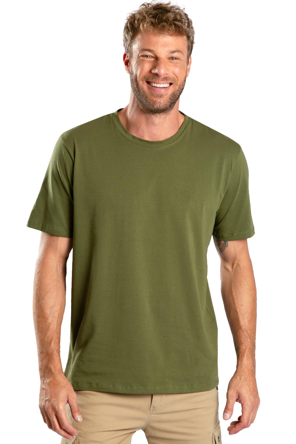 T-Shirt Básica Premium Algodão Egípcio Verde Musgo