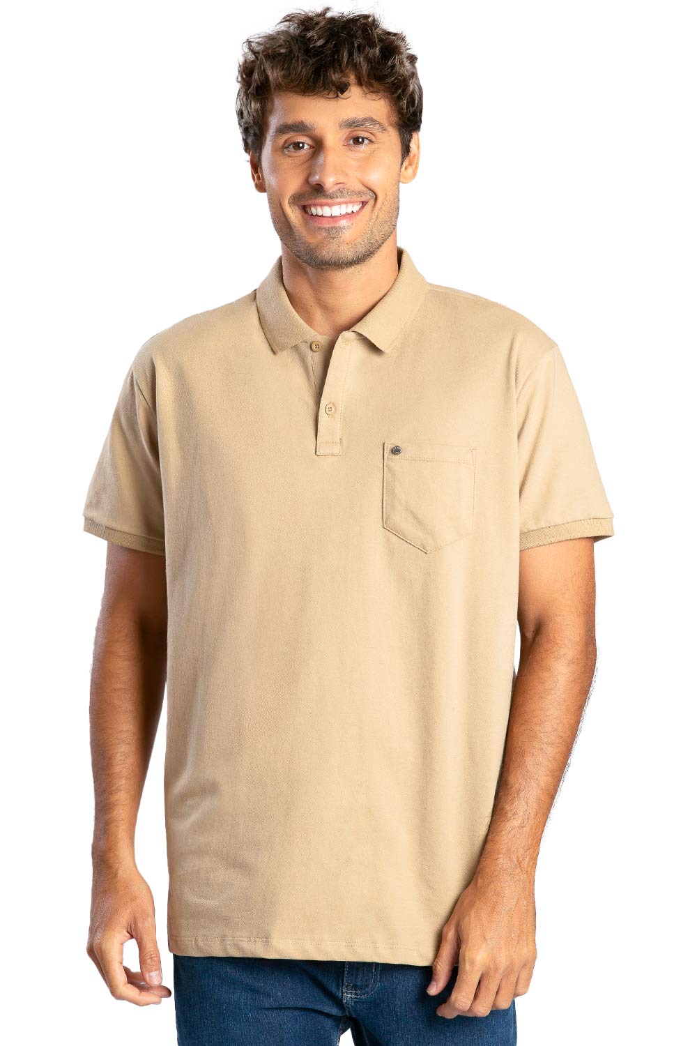 Polo Básica Com Bolso Flex Khaki