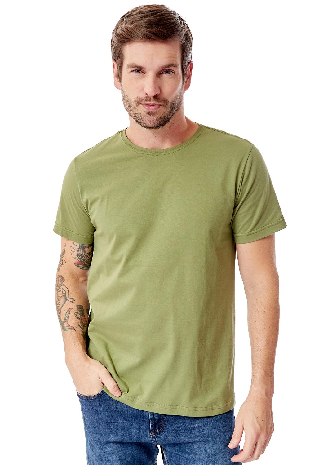T-Shirt Básica Color New Fit Verde Militar