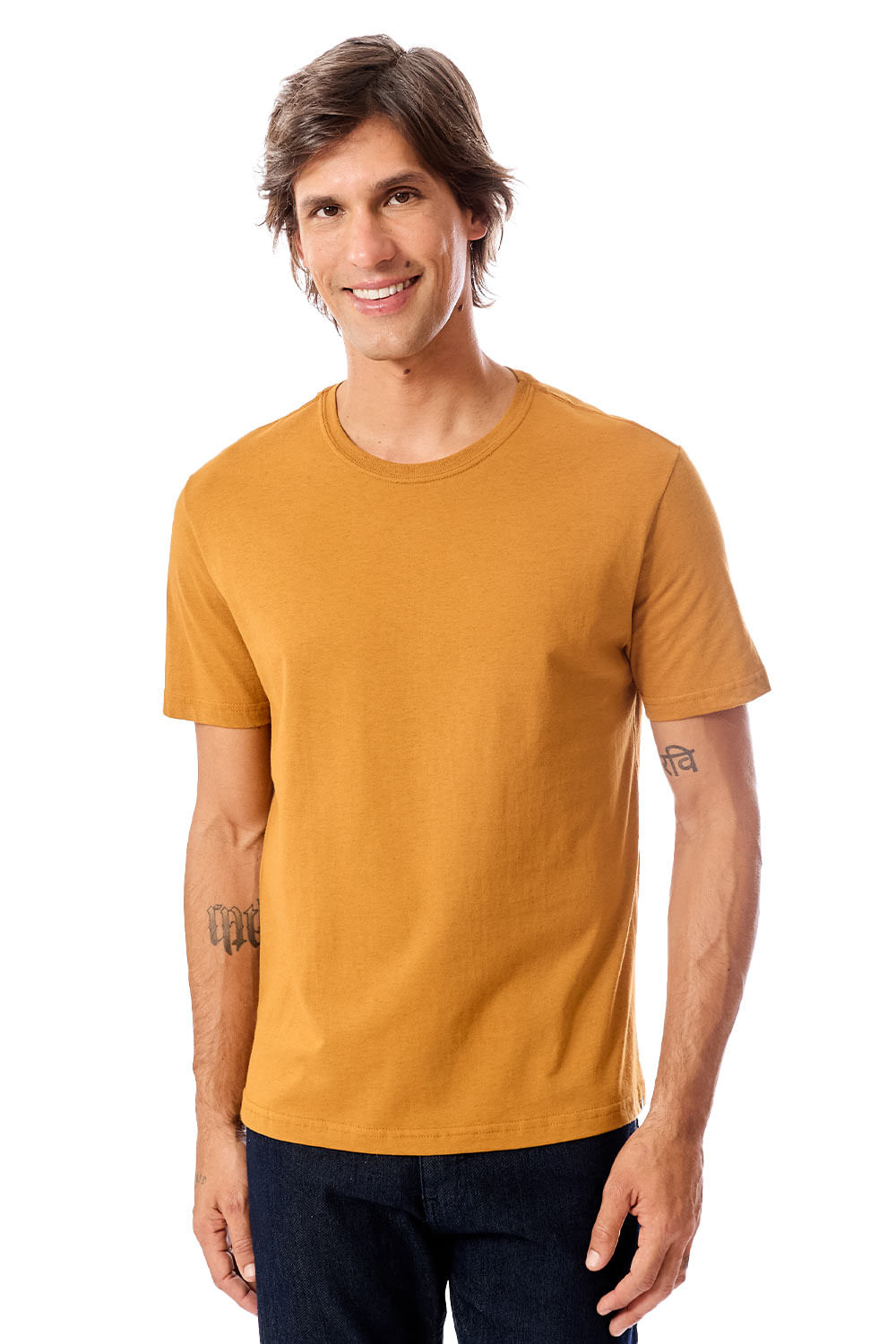 T-Shirt Básica Mescla Comfort Fit Mostarda