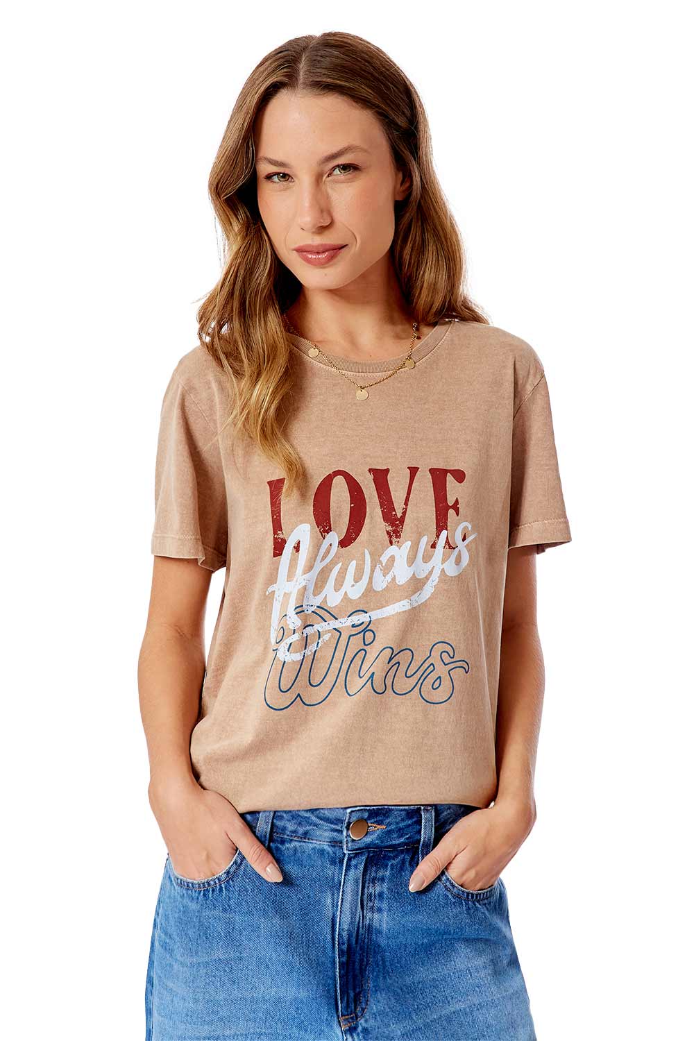 Blusa Estampada Love Wins Khaki