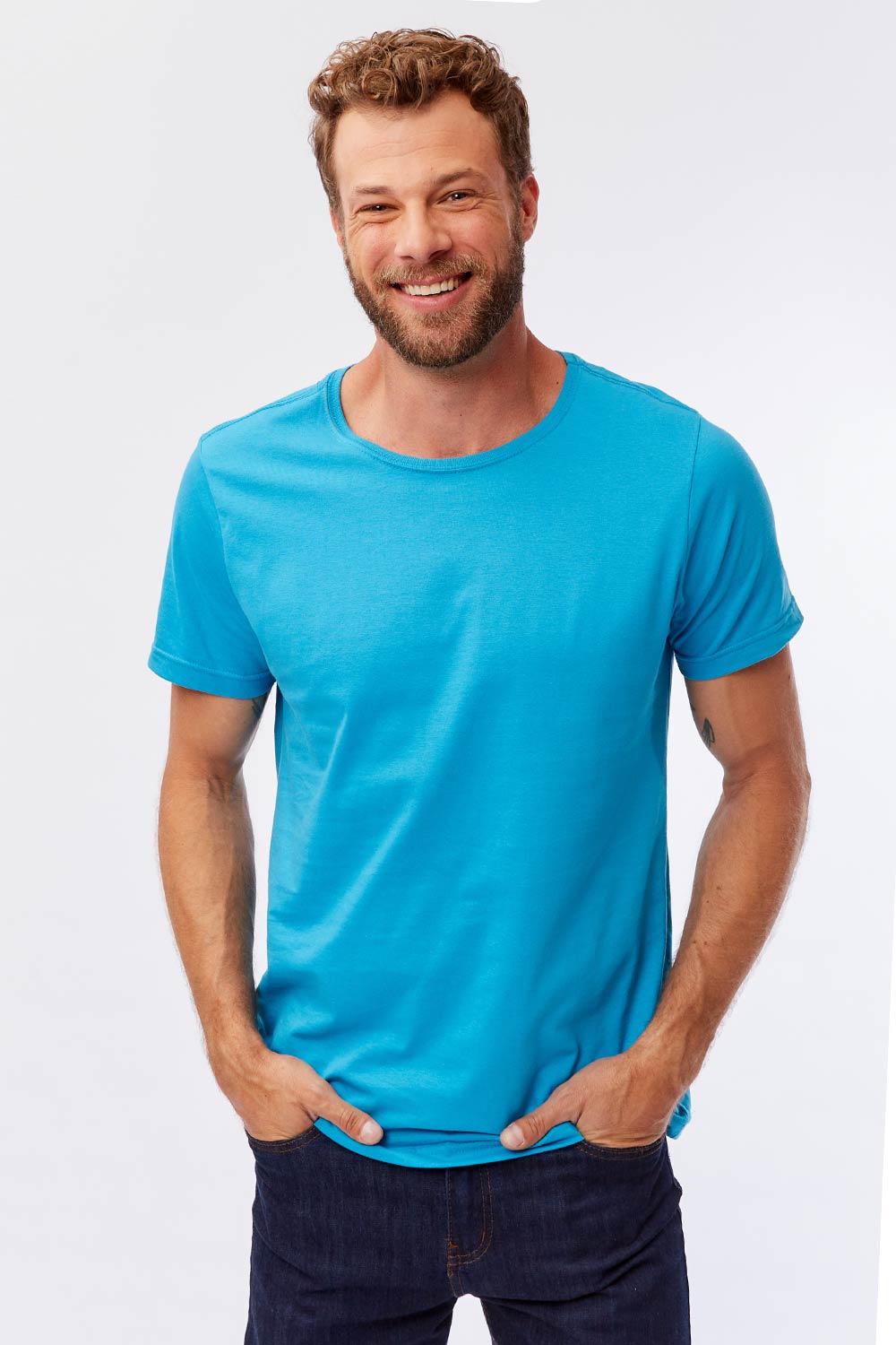 T-Shirt Básica Color Fit Azul Turquesa
