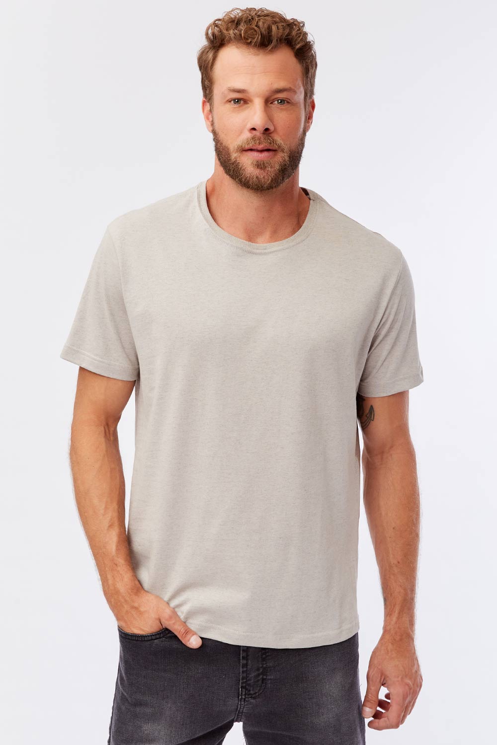 T-Shirt Básica Mescla Comfort Fit Cinza