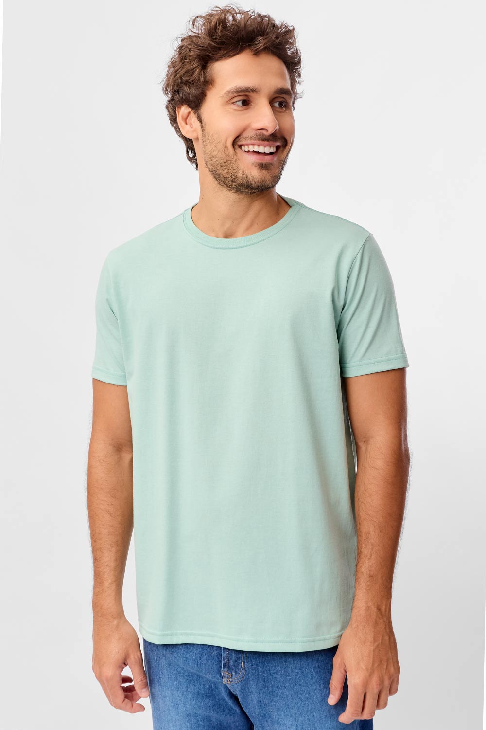 T-Shirt Básica Comfort Mescla Verde Claro