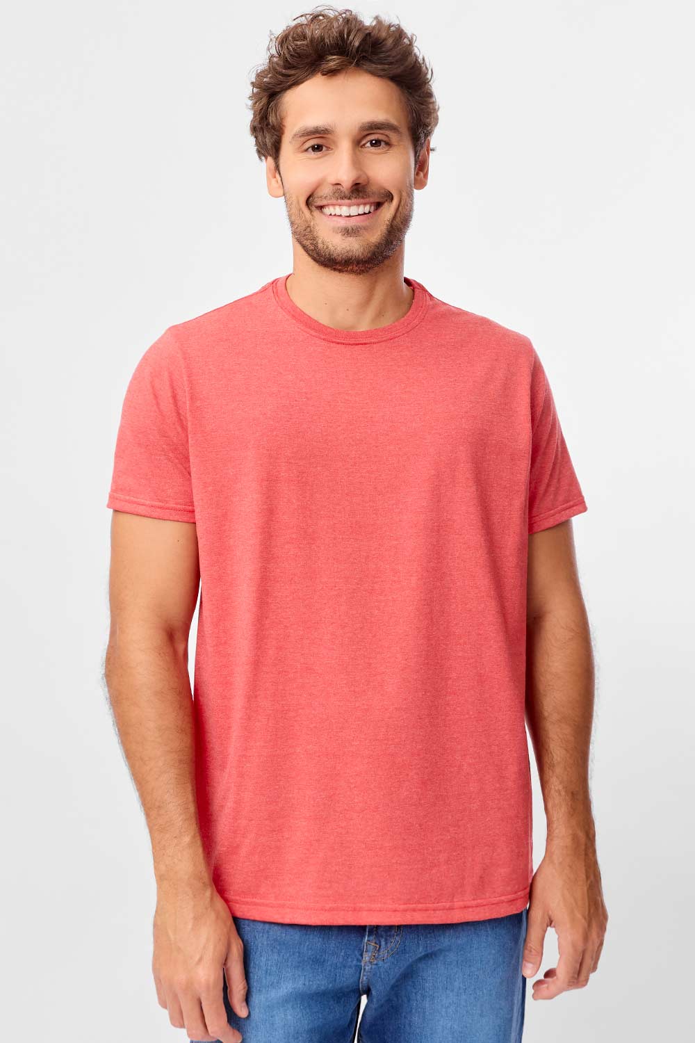 T-Shirt Básica Comfort Mescla Vermelho Claro