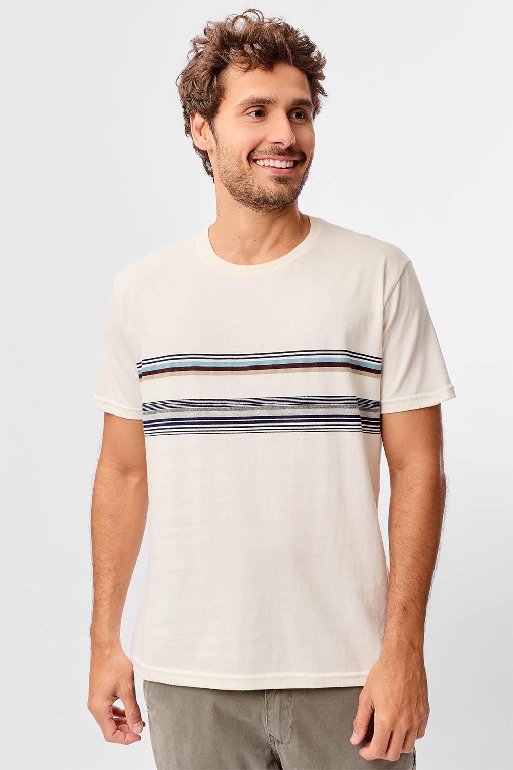 T-Shirt Listrada Color Fio Tinto Off White