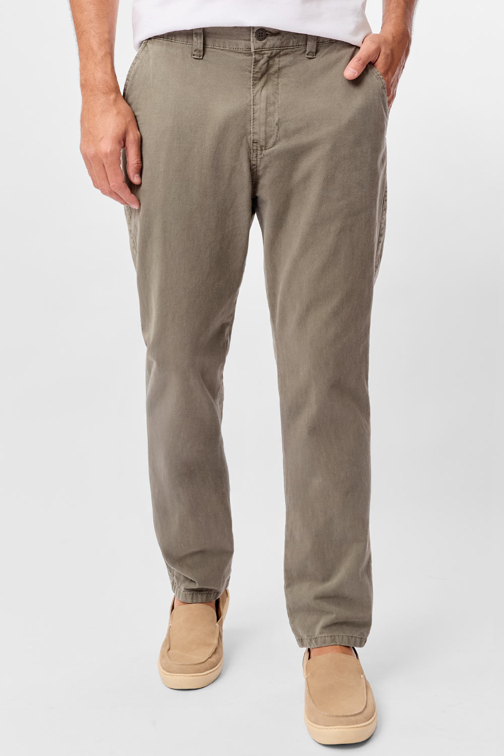 Calça Chino Estonada Verde Militar