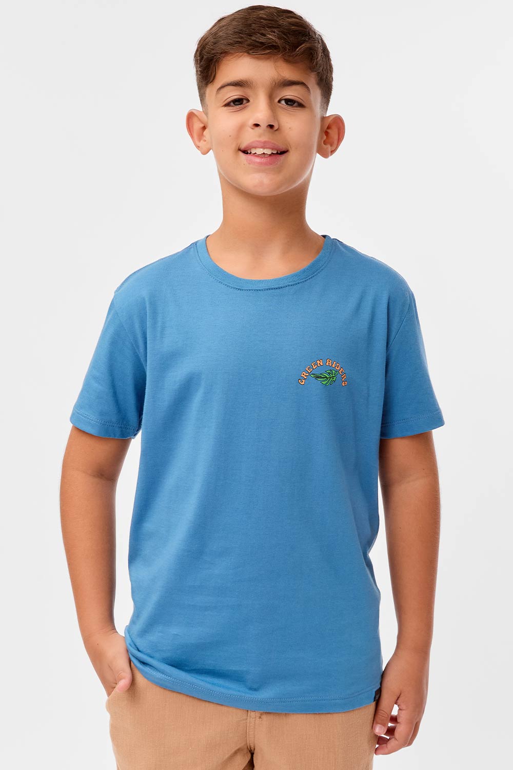 T-Shirt Infantil Estampada Riders Azul Jeans