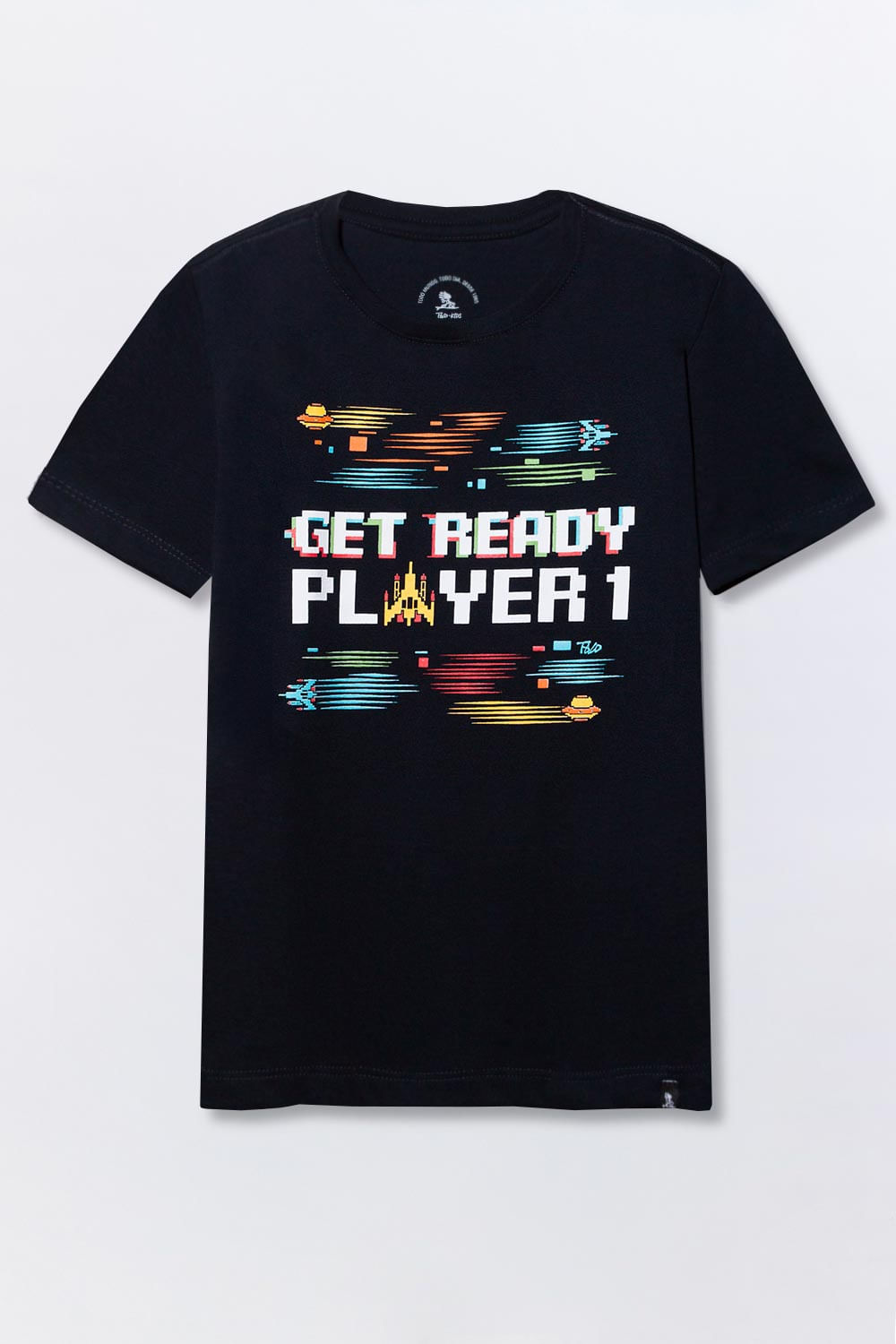 T-Shirt Infantil Estampada Player Azul Marinho