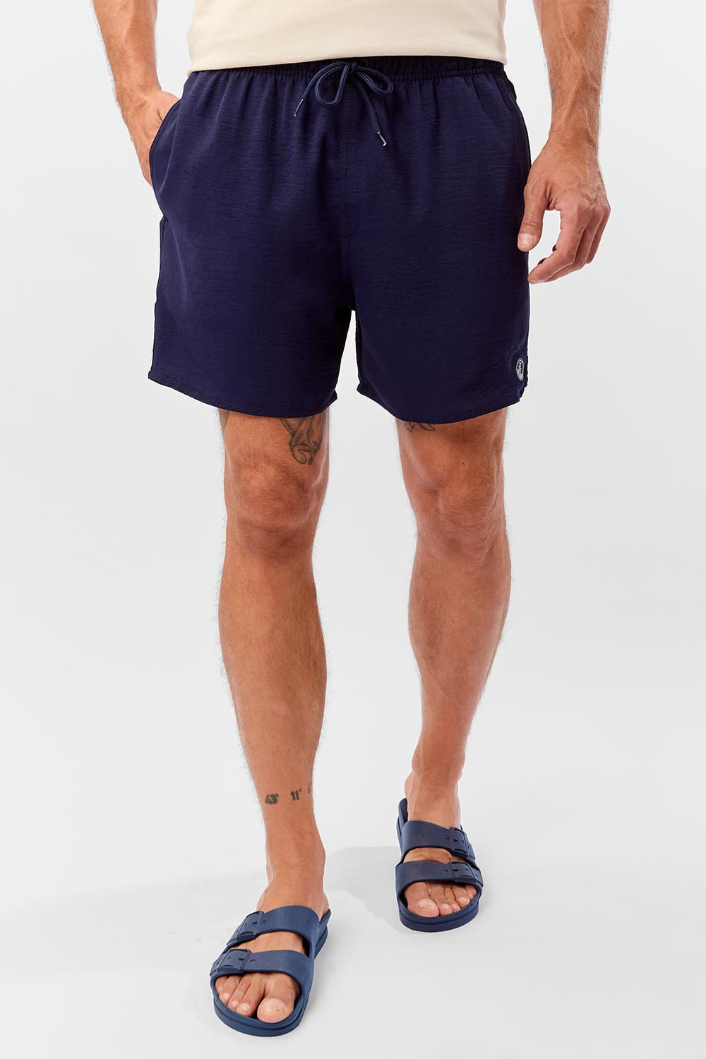 Short Liso Poli Flow Azul Marinho