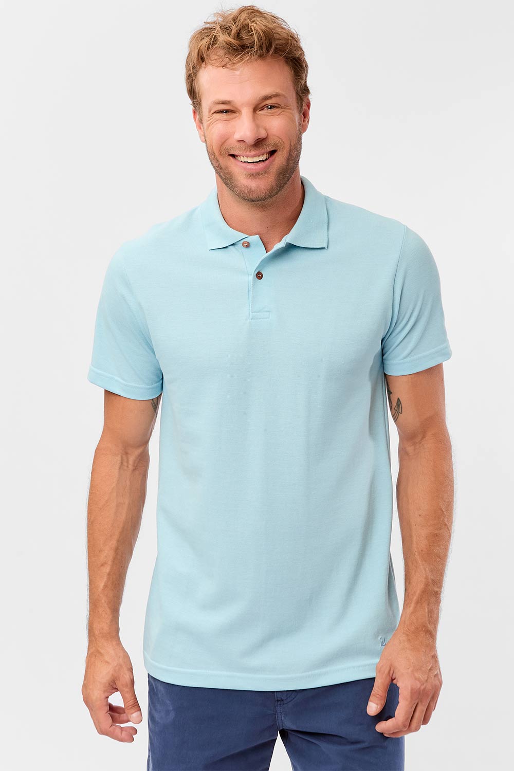 Polo Piquet Molinê Azul Clara