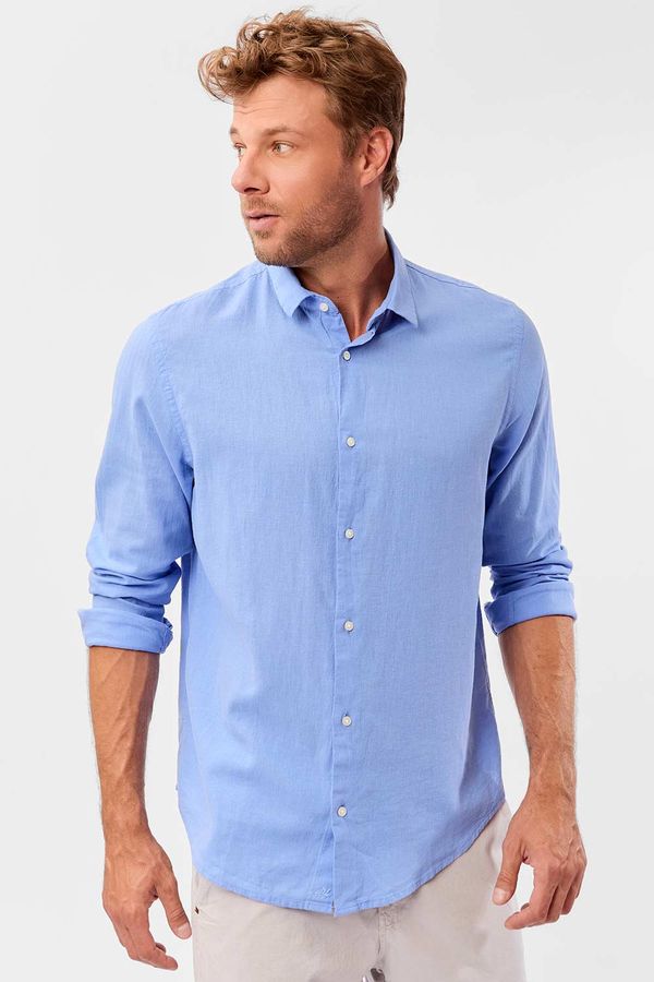 Camisa Linho Manga Longa Azul Claro AZUL CLARO/M
