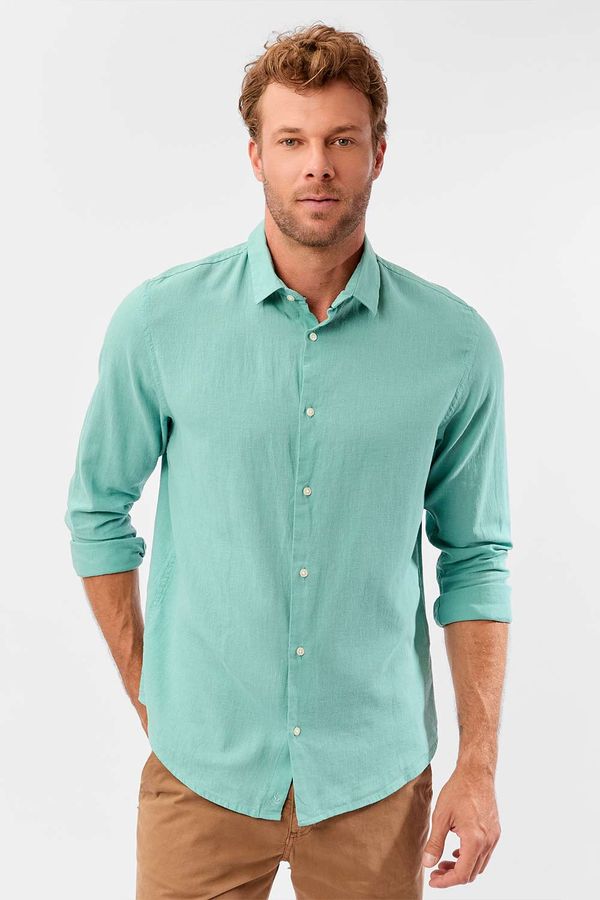 Camisa Linho Manga Longa Verde Claro VERDE CLARO/M