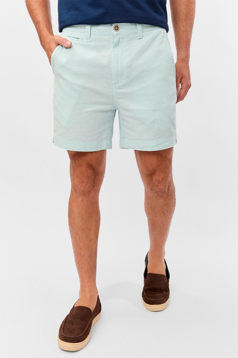 Bermuda Chino Linho Azul Claro