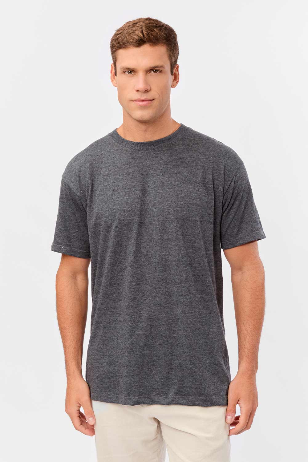 T-Shirt Básica Premium Sem Costura Oversized Grafite