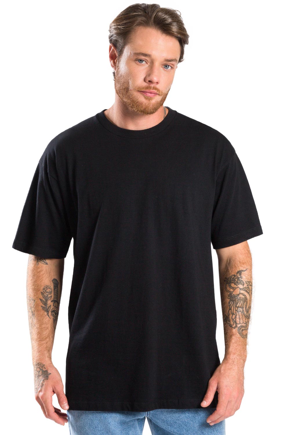 T-Shirt Básica Premium Sem Costura Oversized Preta