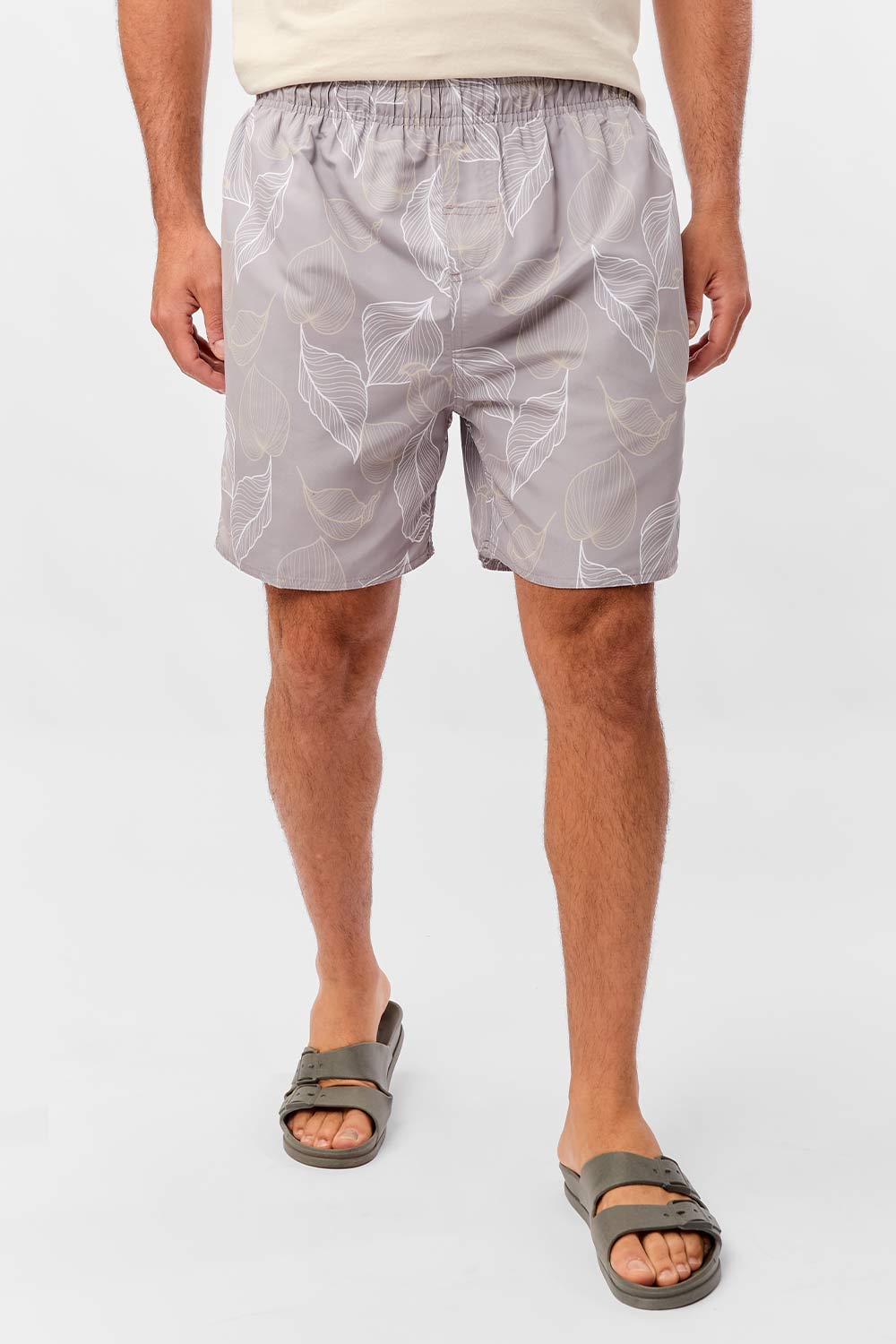 Short Estampado Bicolor Cinza