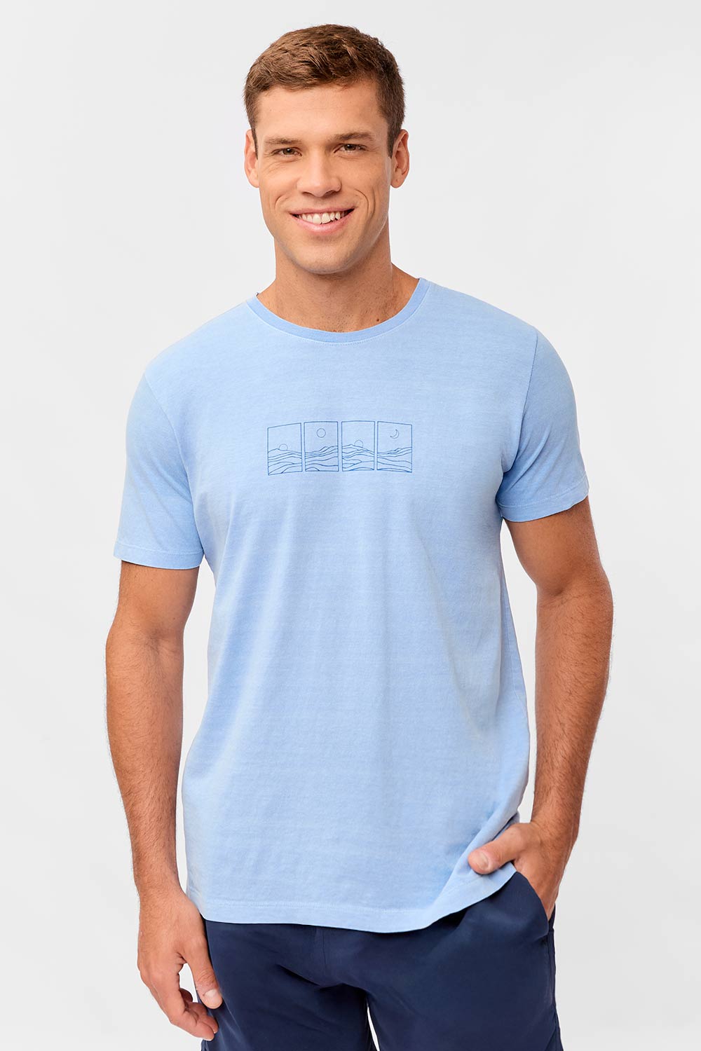 T-Shirt Estampada Stone Sun Desert Azul Clara