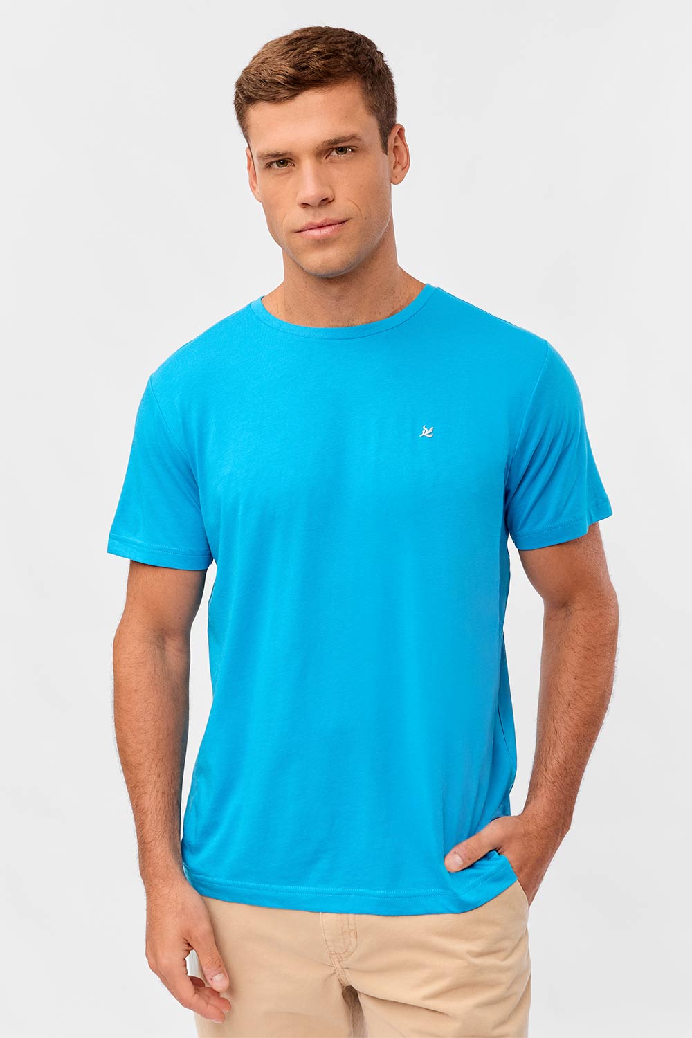 T-Shirt Básica Premium Modal Spandex Azul Turquesa