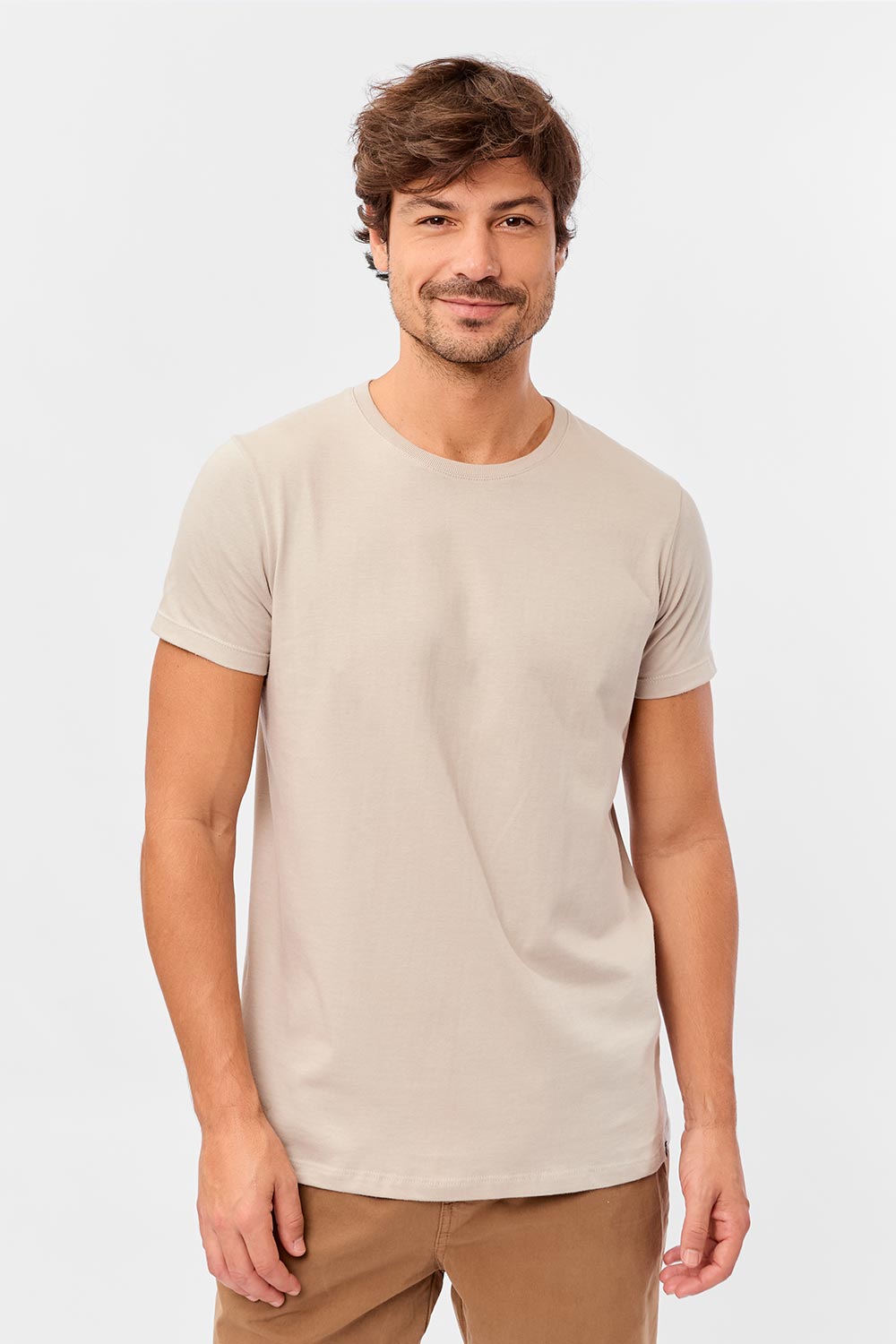 T-Shirt Básica Fit Premium Sem Costura Cinza
