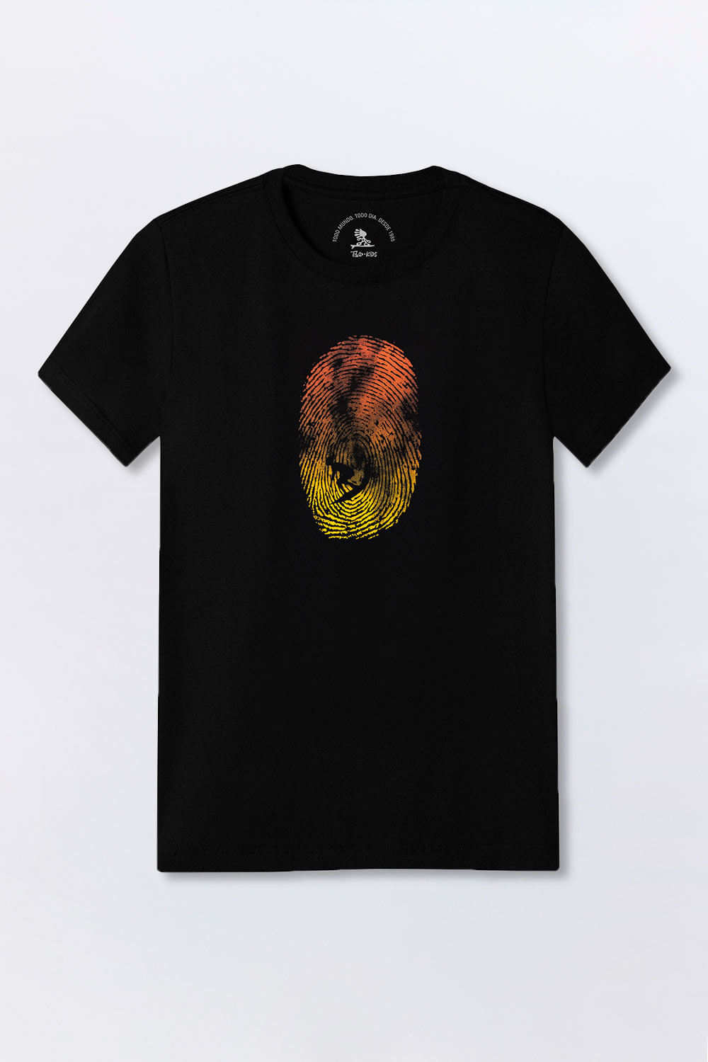 T-Shirt Infantil Estampada Fingerprint Preta