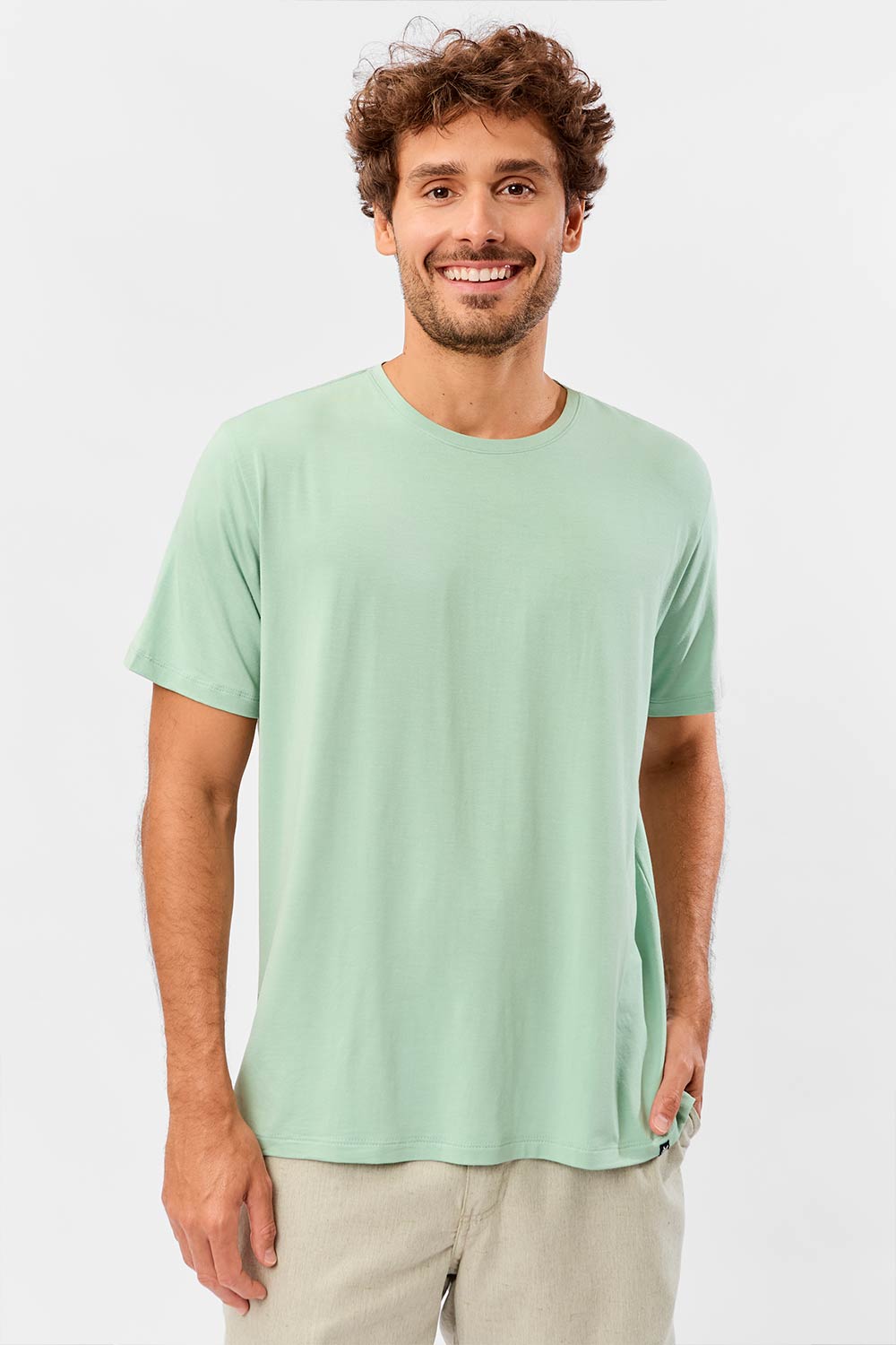 T-Shirt Básica Premium Modal Spandex Verde Clara