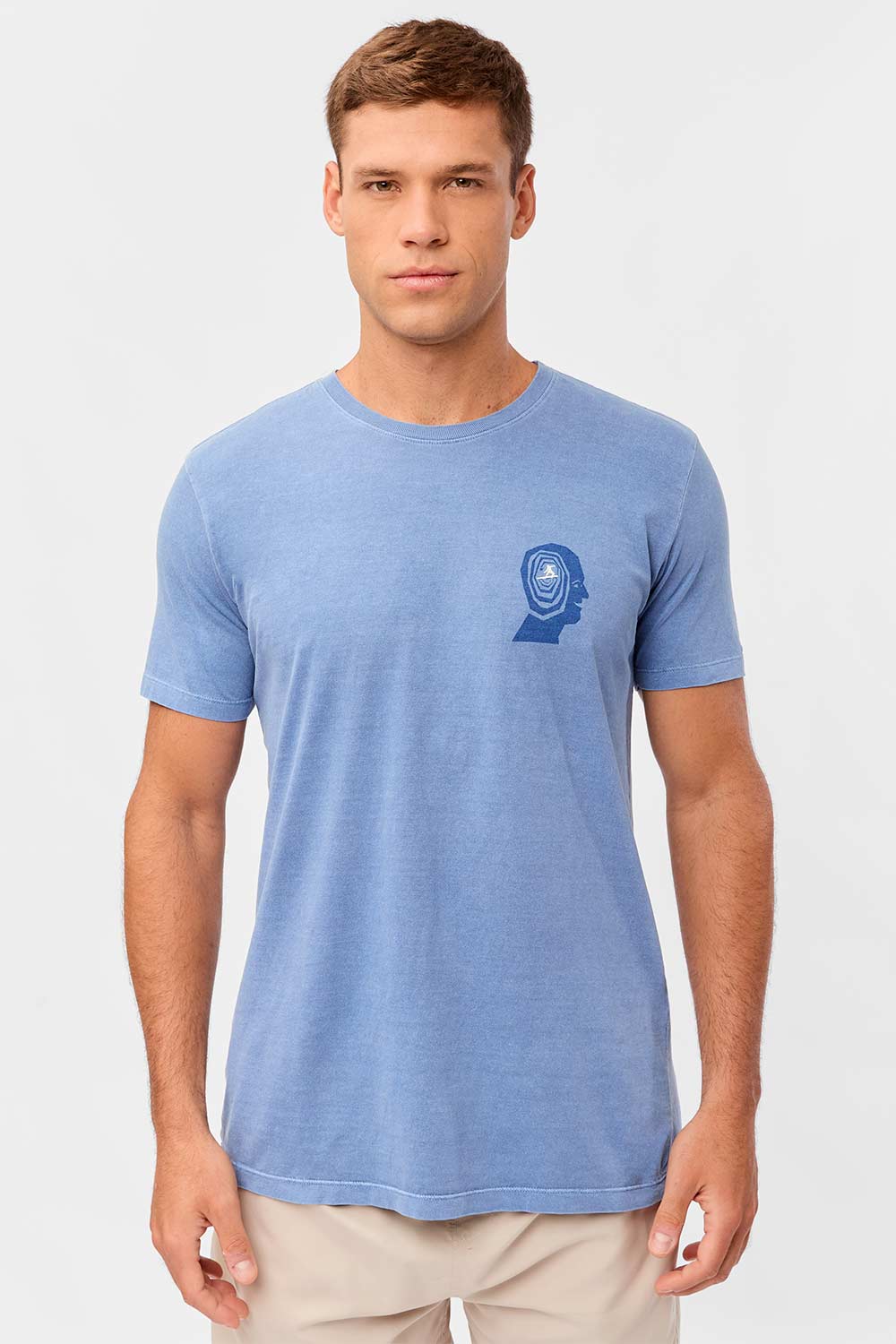 T-Shirt Estampada Stone Rainwash Azul Jeans
