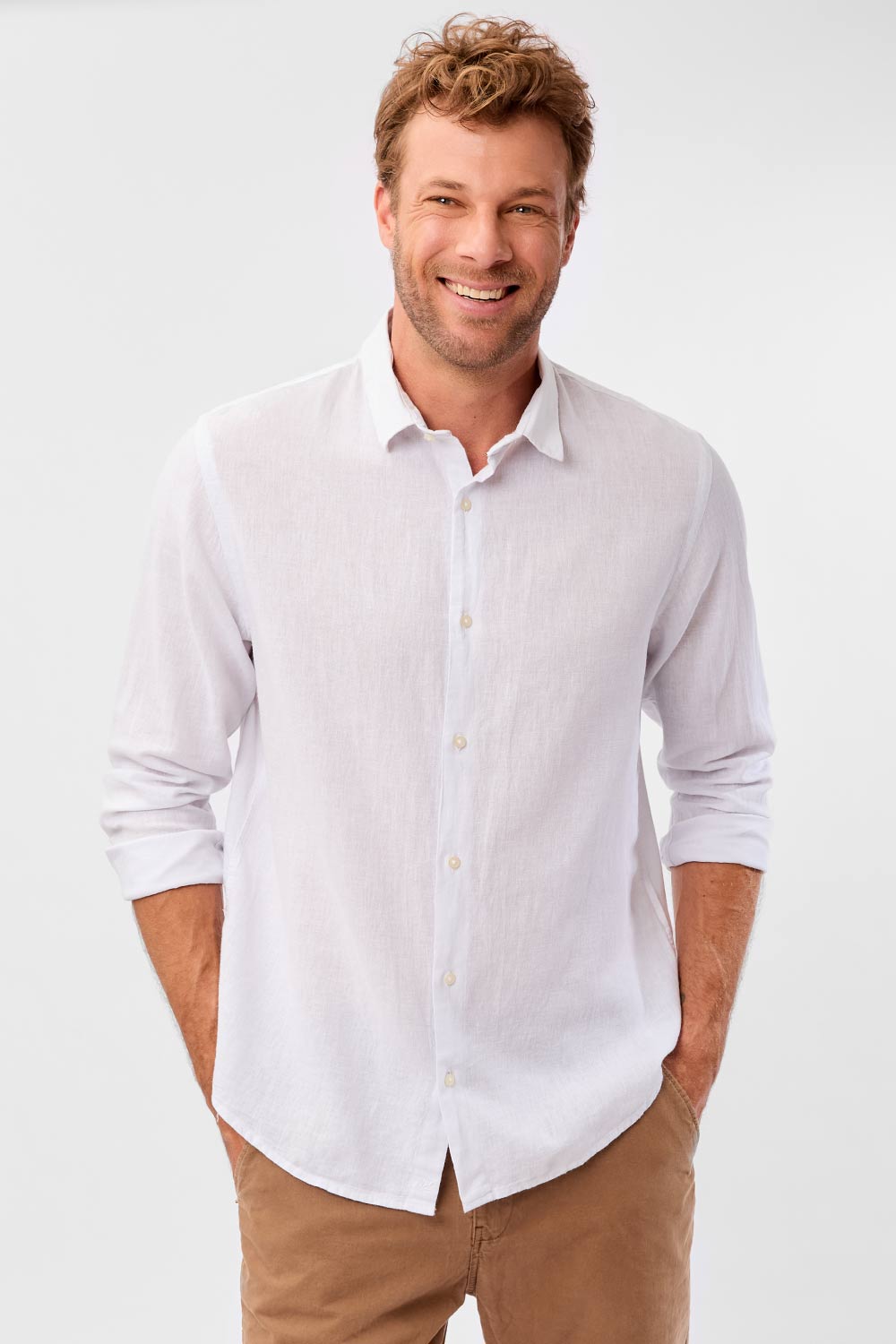 Camisa Linho Manga Longa Branca