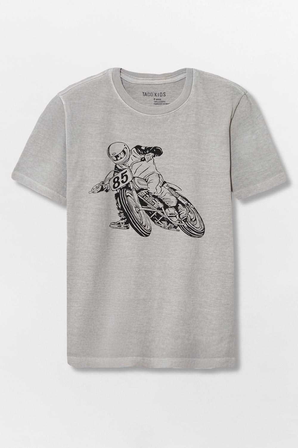T-Shirt Infantil Estampada Piloto Cinza