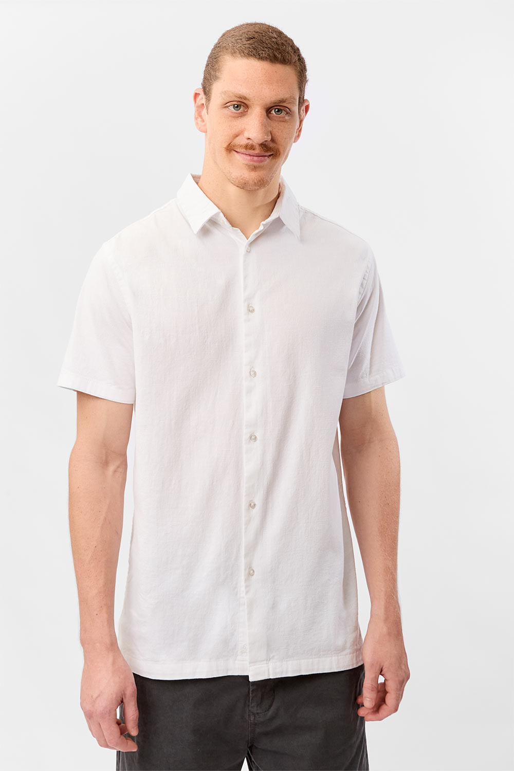 Camisa Linho Manga Curta Premium Branca