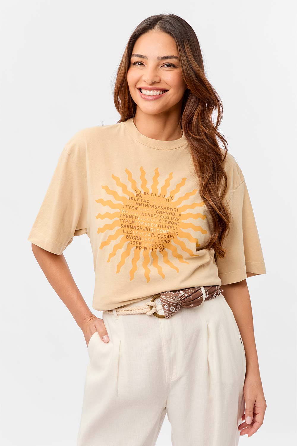 Blusa Estampada Words Oversized Khaki