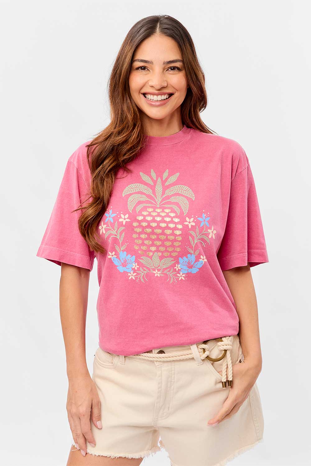 Blusa Oversized Estampada Pineapple Pink
