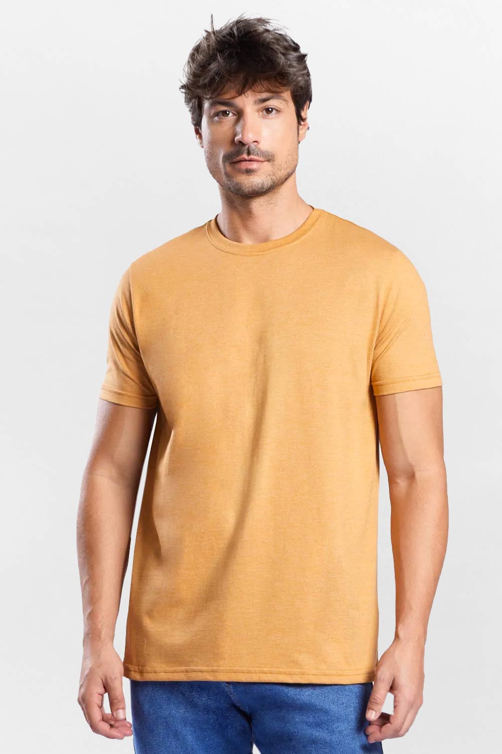 T-Shirt Básica Comfort Mescla Mostarda