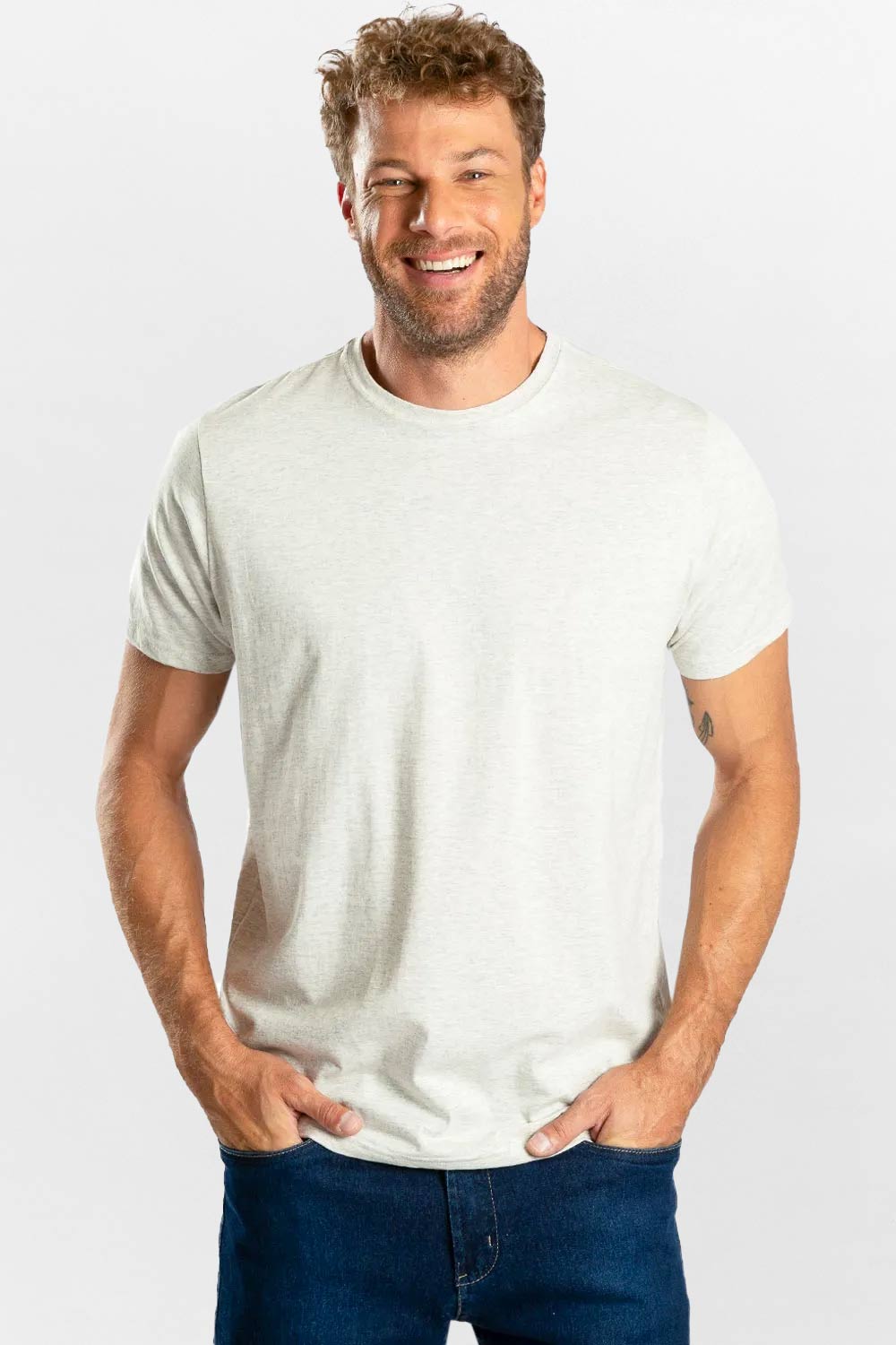 T-Shirt Básica Comfort Mescla Cru