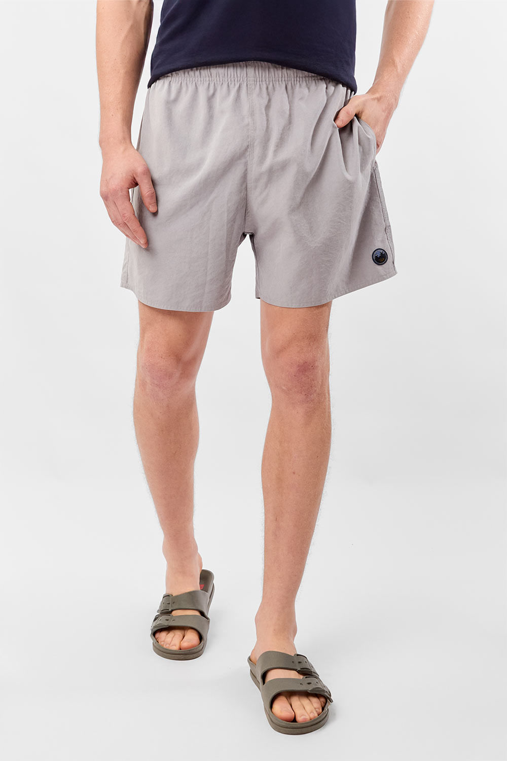 Short Liso Cupro Cinza