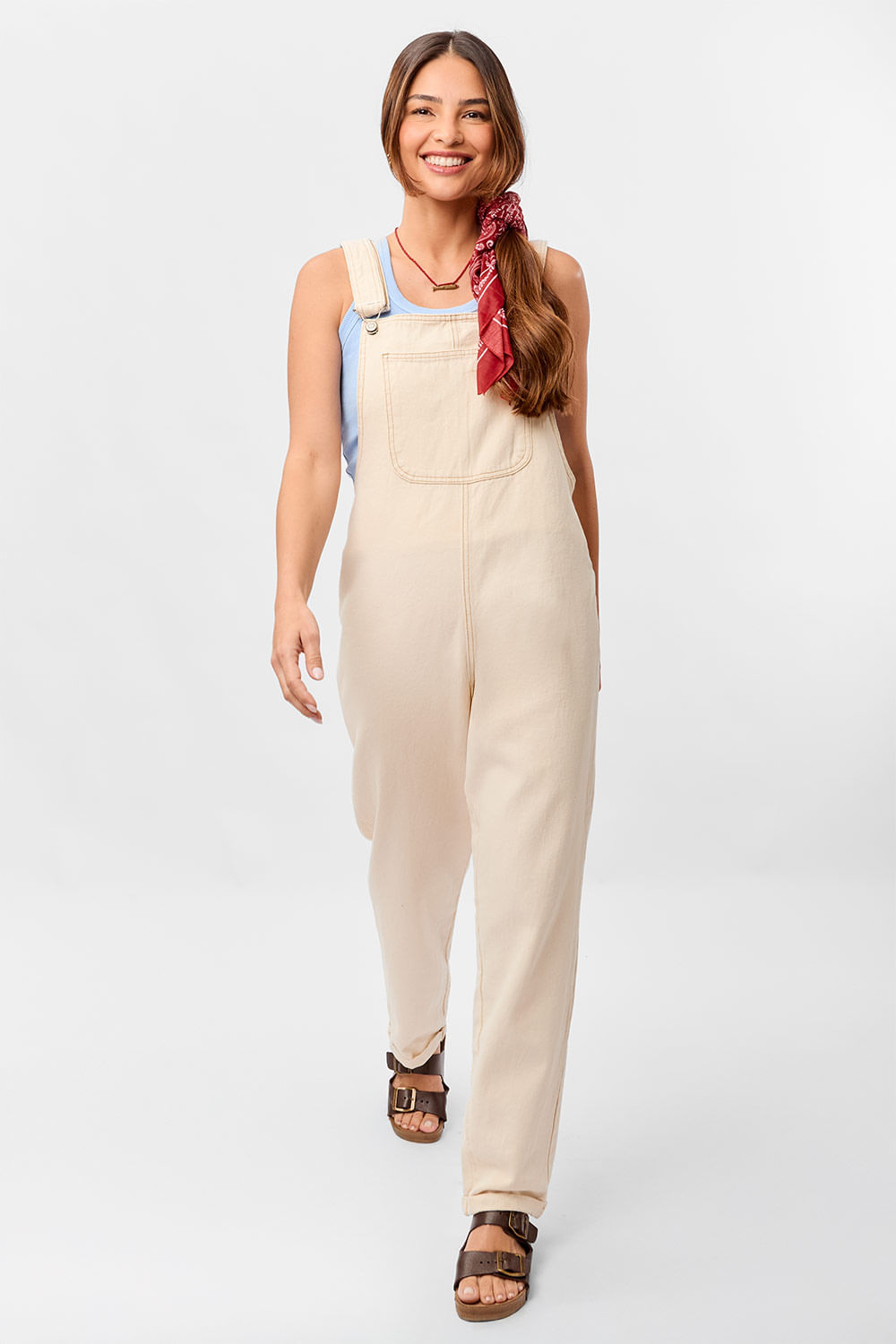 Jardineira De Sarja Off White