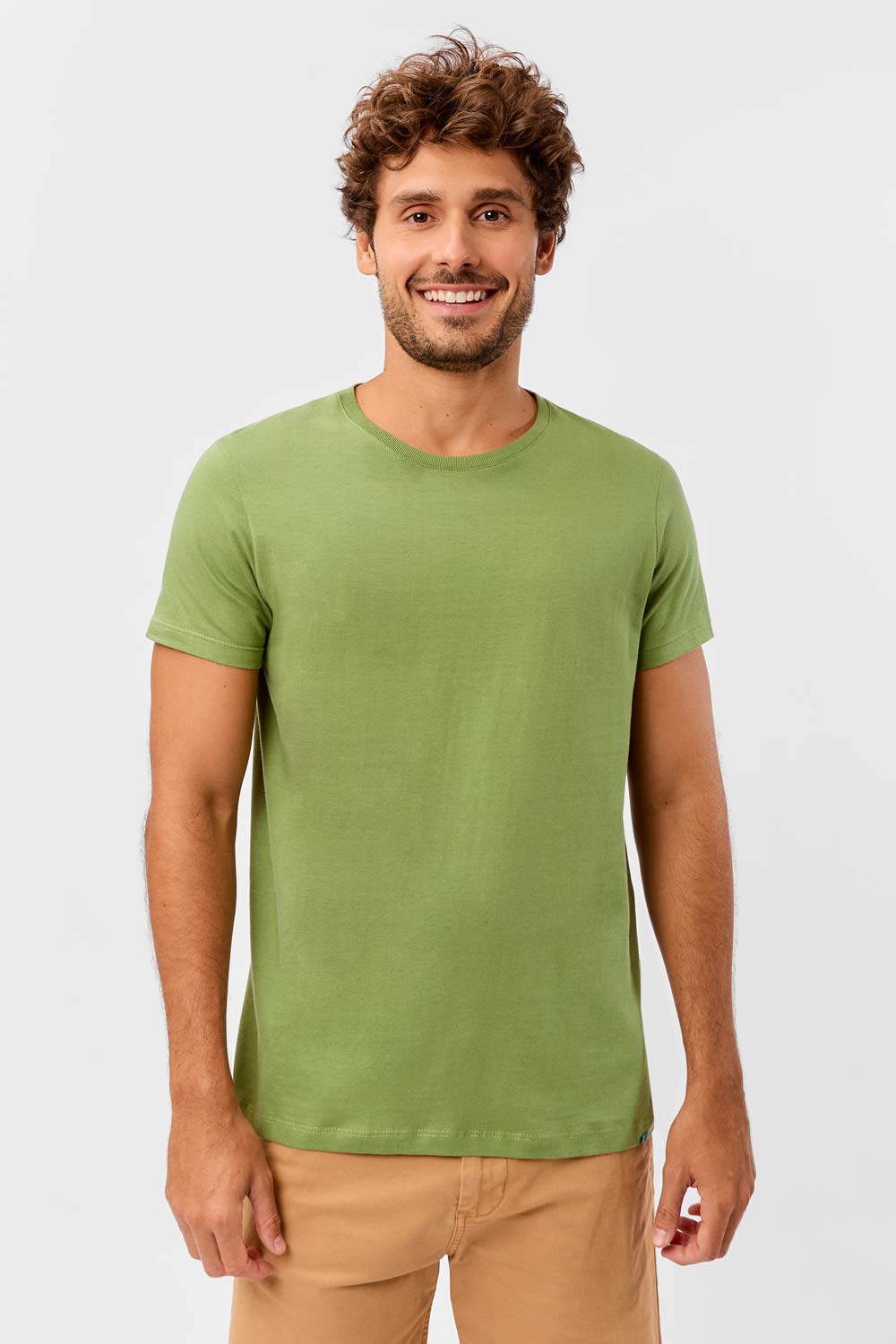 T-Shirt Básica Premium Fit Sem Costura Lateral Verde