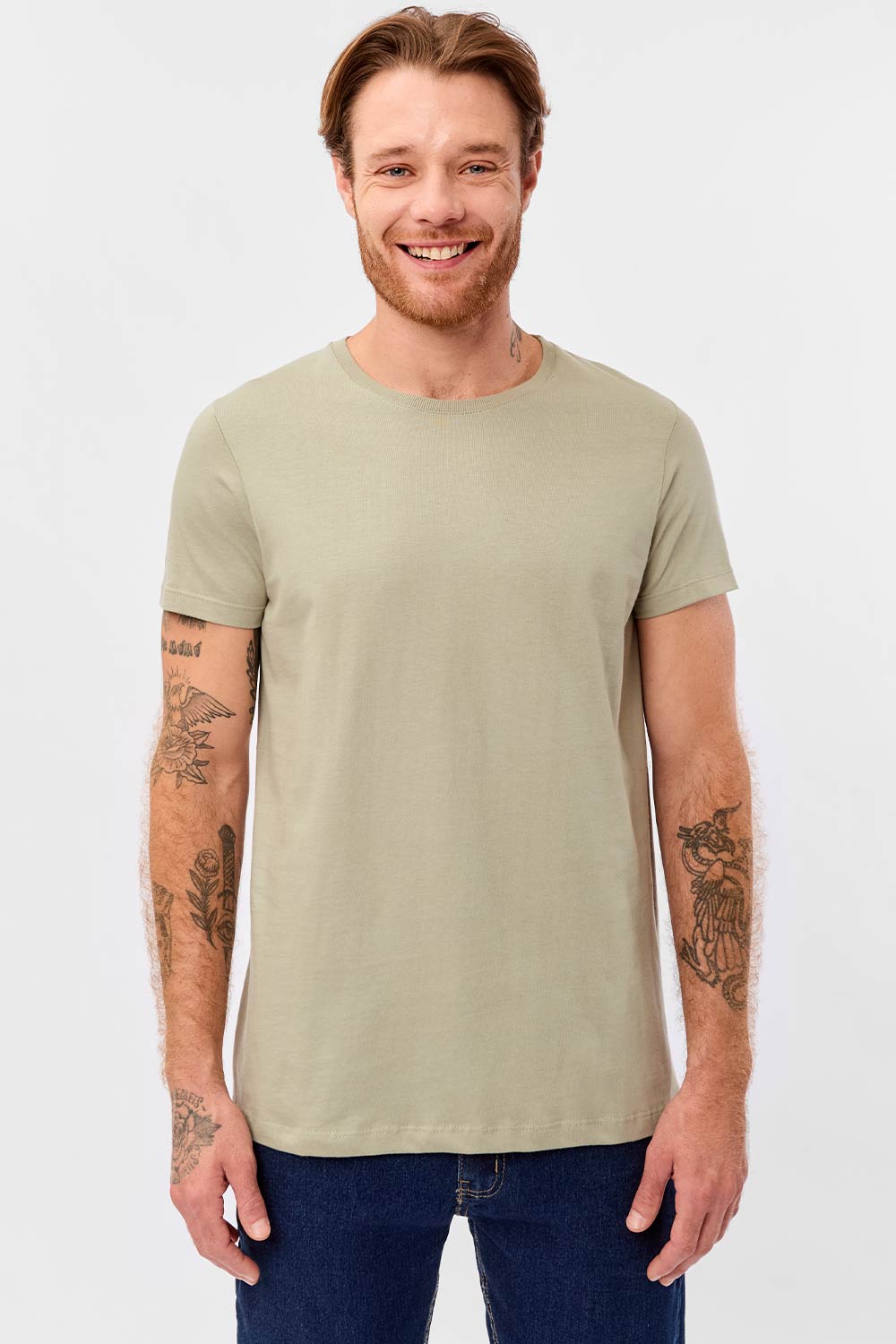 T-Shirt Básica Premium Fit Sem Costura Verde Militar