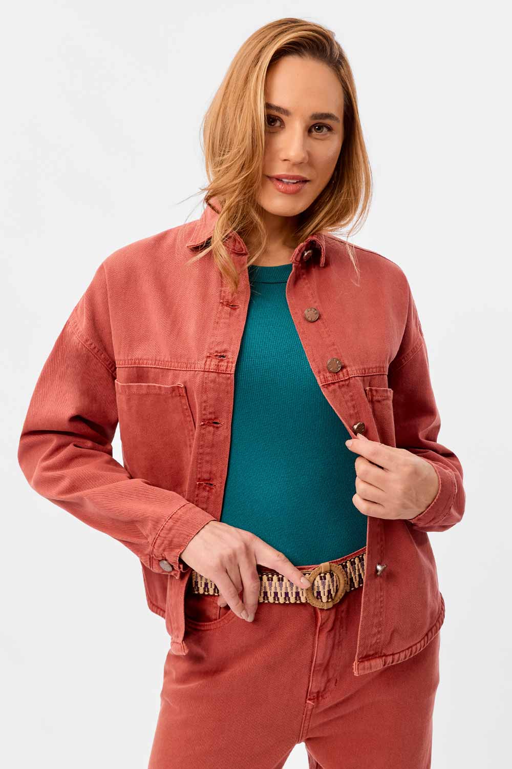 Jaqueta Cropped Color Goiaba